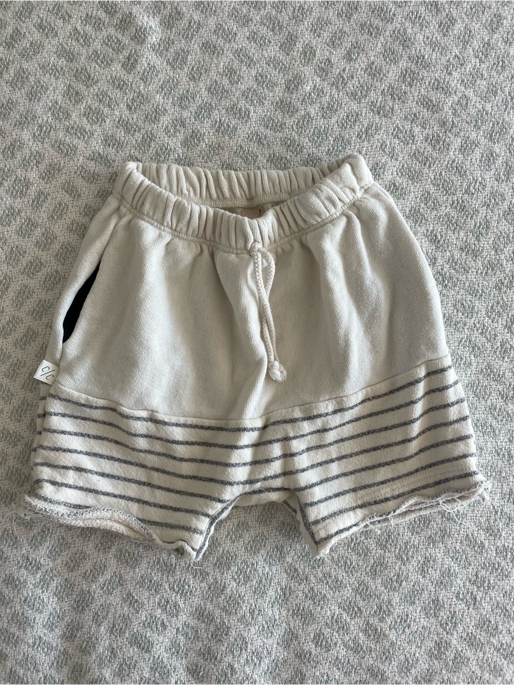 Kids Cream Striped Drawstring Shorts